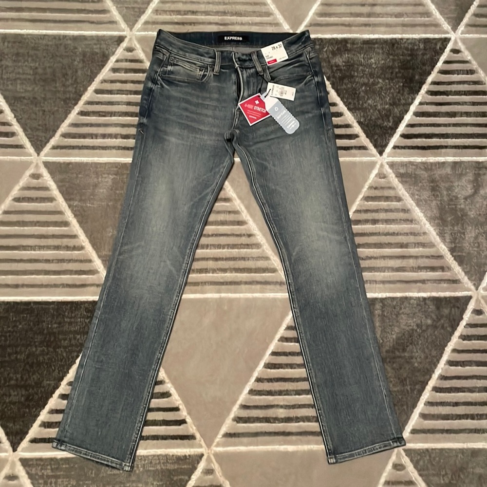 Express brand slim straight 4 way stretch jeans. Brand new with tags. Size 28x32